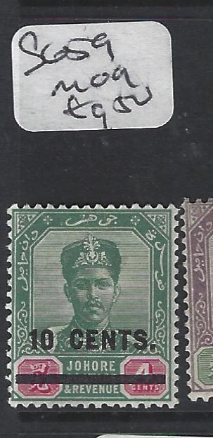  MALAYA  JOHORE  (P2005BB)  SULTAN  10C/4C  SG 59   MOG