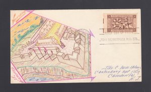 #1071 4c 1955 FORT TICONDEROGA: Mac's Originals Hand Drawn Cachet