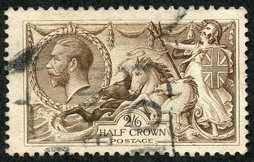 SG414 KGV 2/6 Chocolate-brown Seahorse (Bradbury Printing) Used