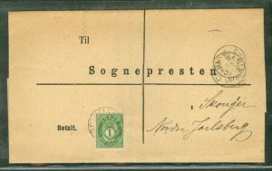 NORWAY 1876, 1sk green (Scott 16) tied Christiania, scarcer printed matter rate