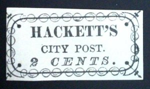 Hackett's City Post - 2c - a. On white paper Black - Bogus 1