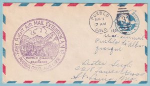 UNITED STATES FIRST FLIGHT COVER - 1931 FROM  PUEBLO COLORADO - CV374