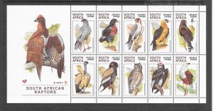 BIRDS - SOUTH AFRICA #1074a RAPTORS M/S  MNH