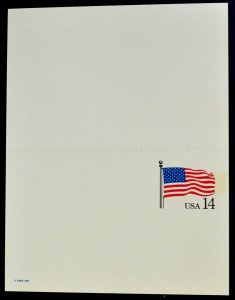 1987 US Sc. #UY38 mint 14 cent postal reply card, unfolded, very good shape