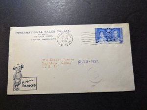 1937 Jamaica Cover Kingston to Meriden CT USA International Sales Bromford