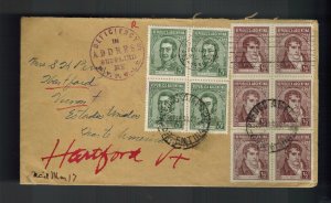 1939 Argentina Cover to Vermont USA Deficient Address