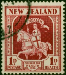 New Zealand 1934 1d + 1d Carmine SG555 V.F.U