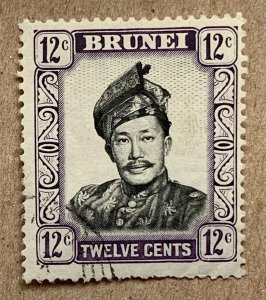 Brunei 1964 12c Sultan, used. Small crease.  Scott 108,  CV $0.25.  SG 125