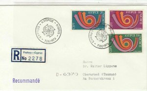 Cyprus 1973 Registered Double CEPT Cancels Europa Stamps FDC Cover Ref 27665