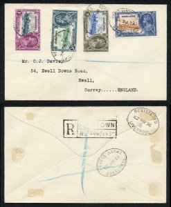 Sierra Leone 1935 Silver Jubilee Set on Registered cover to England 
