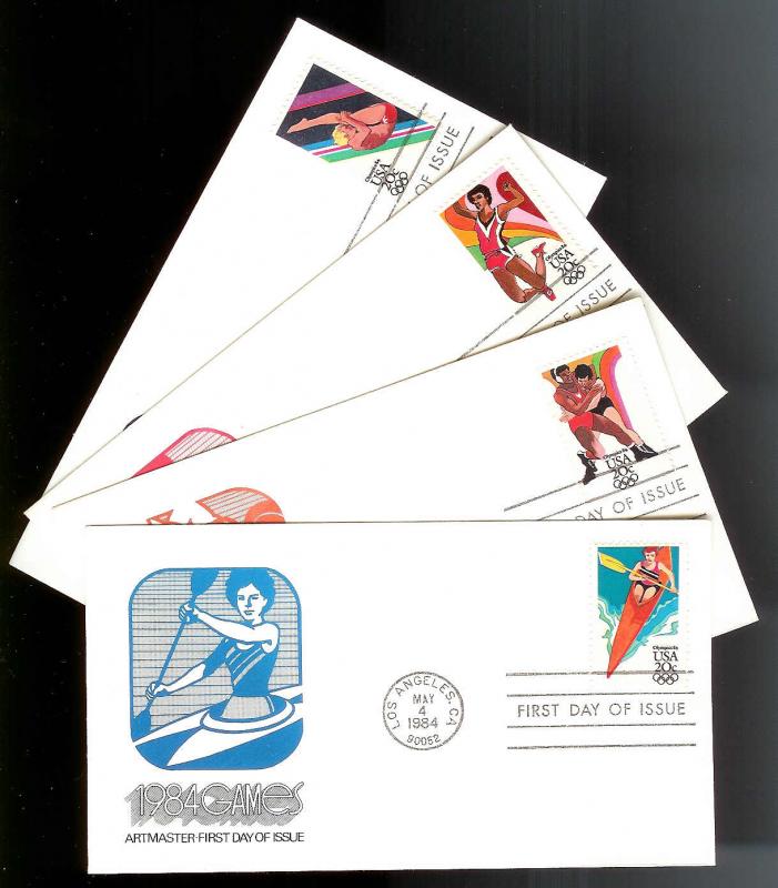 UNITED STATES FDCs (4) 20¢ Summer Olympics 1984 Artmaster