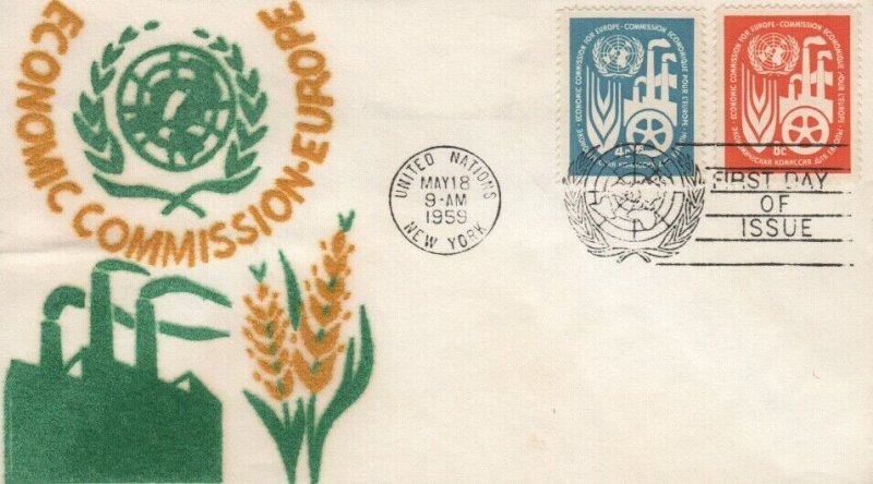 UN #71/72 -  ECONOMIC COMMISSION  FDC - Velvatone cachet