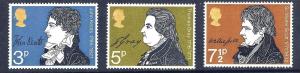 Great Britain Sc#651-653 Writers: J.Keats, T.Gray, Sir W.Scott (1971) MNH