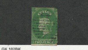 Ceylon, Postage Stamp, #4 Avg Used, 1857