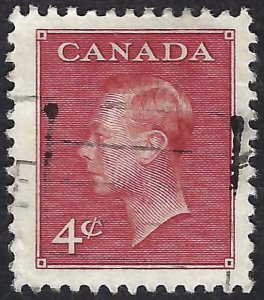 Canada #292 4¢ King George VI (1950). Dark carmine. Used.