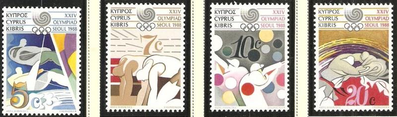 Cyprus 1988 Scott 705-708 Summer Olympics MNH