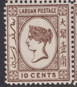 Sc# 45 Labuan 1894 QE Queen Victoria portrait 10¢ MNH unwmk CV $96.00