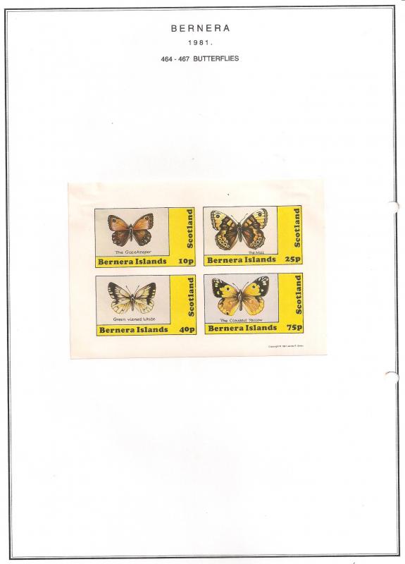 SCOTLAND - BERNERA - 1981 - Butterflies - 4v Imperf Sheet - MLH