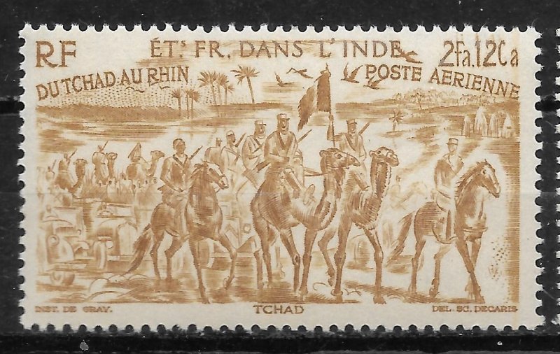 Doyle's_Stamps: French India 1946 Chad to the Rhine Set #C8** to #C13**