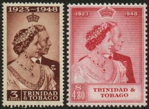 TRINIDAD & TOBAGO-1948 Royal Silver Wedding Set Sg 259-260 L MOUNTED MINT V48607