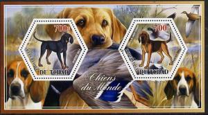 Chad 2014 Dogs #1 perf sheetlet containing two hexagonal-...