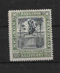 1906 Barbados Sc103 ½p Lord Nelson Monument MH