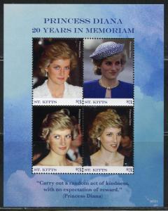 ST. KITTS  2017 20th MEMORIAL ANNIVERSARY OF  PRINCESS DIANA  SHEET SET  MINT NH