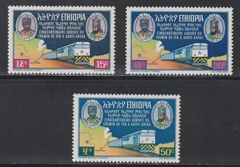 Ethiopia # 473-475, Railroads 50th Anniversary, Mint NH, 1/2 Cat