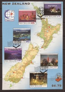 1995 New Zealand - Sc 1254a - used VF - Mini Sheet - New Zealand at Night