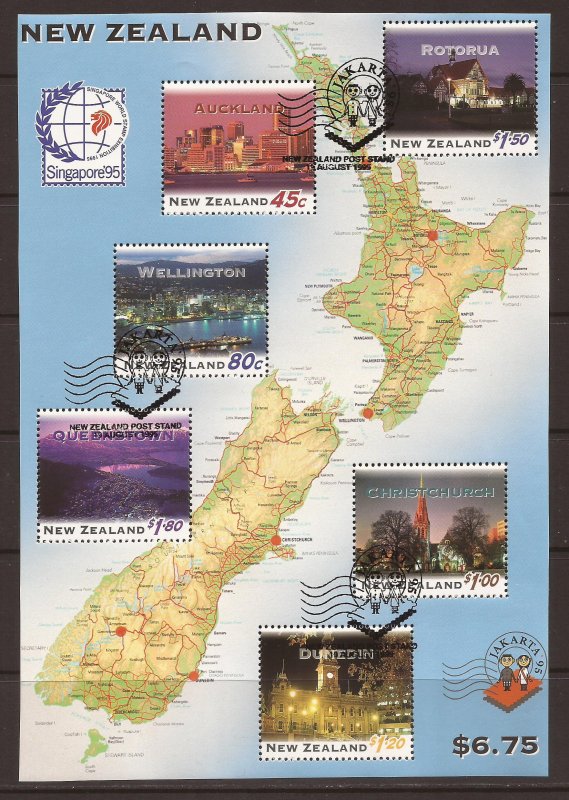 1995 New Zealand - Sc 1254a - used VF - Mini Sheet - New Zealand at Night