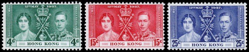 Hong Kong Scott 151-153 (1937) Mint LH VF Complete Set C