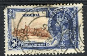 NIGERIA;  1935 early GV Silver Jubilee issue used 3d. fine Postmark