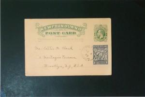 Newfoundland 1939 Uprated Postal Card to USA - Z3563