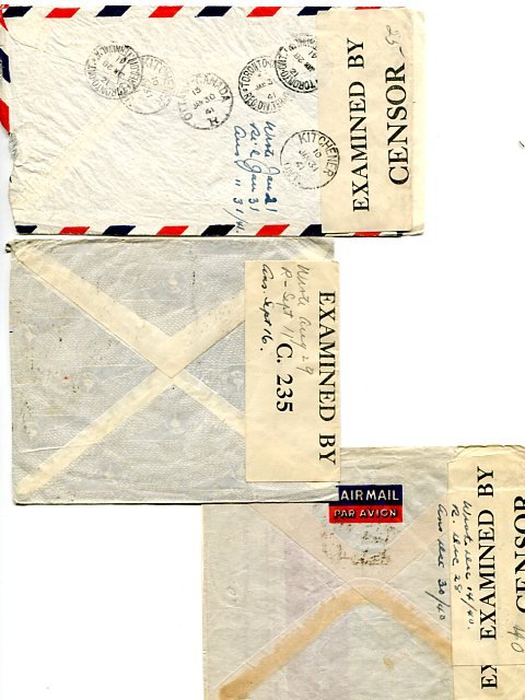 Brqzil  3 covers 1940/41  to  Canada  Censored - Lakeshore Philatelics