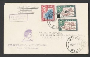 Fiji 1941 FFC Suva-Noumea neat cachet 171141 & neat New Caledonia receiver