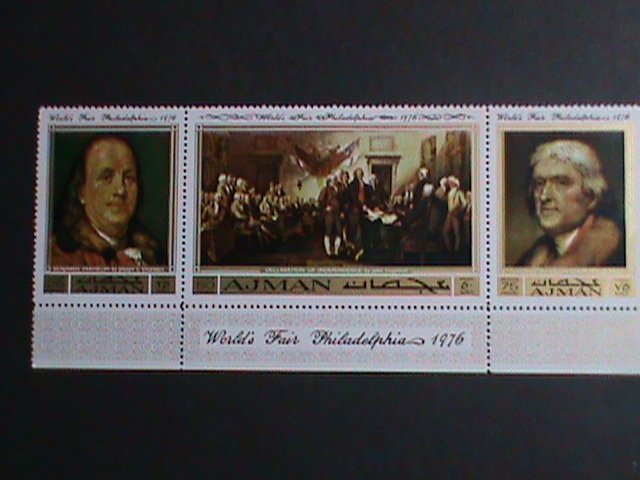 AJMAN-1976  LARGE SIZE STRIP-WORLD FAIR-PHILADELPHIA'76 :MNH SET VERY FINE