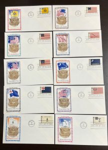 1345-54 Chickering Jackson cachet Lot of 10 Historic Flags FDCs 1968