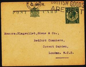 Great Britain. 1/2d Pre-Stamped Post Card. (GWR).  Fine Used