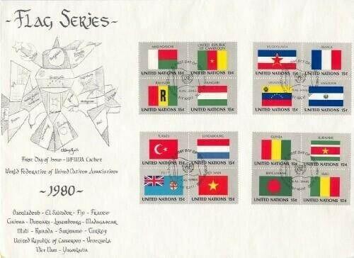 UN 1980 FLAG SET JUMBO COMBO FDC - WFUNA a