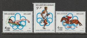 1976 Belgium - Sc B938-40 - MH VF - 3 single - Olympics