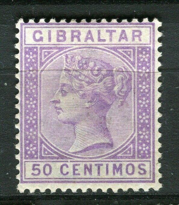 GIBRALTAR; 1889 early classic QV issue fine Mint hinged Shade of 50c. value