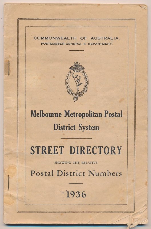 LITERATURE Australia: Melbourne Metropolitan Postal District System.