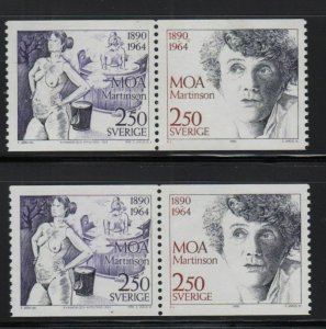 1990 SWEDEN Moa Martinson MNH coils 2 pairs SG 1532-3 Mi 1637-8