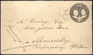 USA 1893 NORTH MILWAUKEE Wisconsin CDS Columbian Cover Schmeideberg Germa 111647