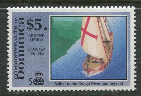 DOMINICA -Scott 1304 - Voyages of Discovery -1991 - MNH- Single $5.00c Stamp