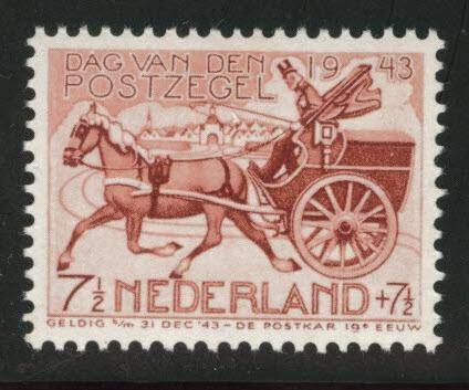 Netherlands Scott B148 MH* 1943 semi-postal mail coach stamp