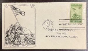 929 Unlisted cachet  Iwo Jima FDC 1945  Frank Cole design, Redlands Stamp Coin