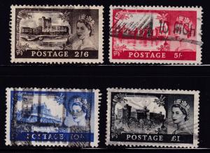 Great Britain 1955 QEII High Value Castles (4)   F/VF/Used(*)