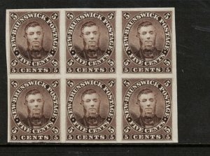 New Brunswick #5P Very Fine Proof Block Of Six On India Paper