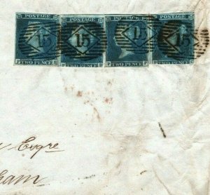 GB 2d BLUE MULTIPLE Cover London SOCIAL HOUSING 1846 *Industrious Classes* T70